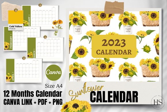 2023 Sunflower Calendar CANVA Template: A Brand Designer’s Take for Local Business Visuals