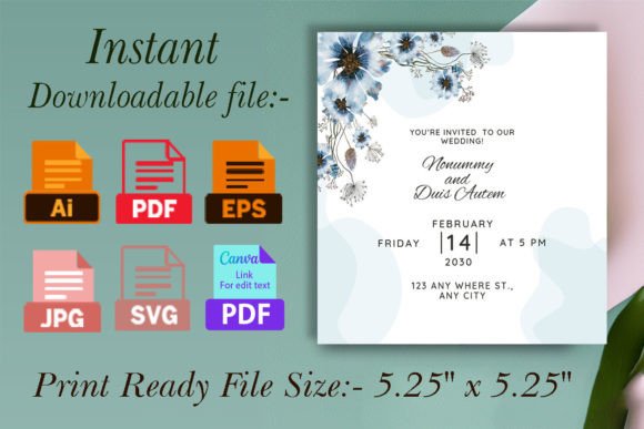 Blue Watercolor Florals Wedding Card Print Templates Review