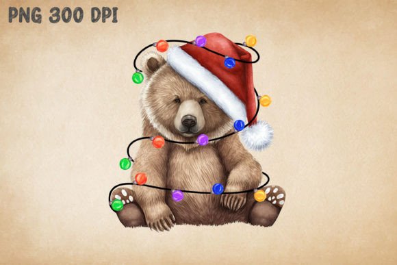 Cute Bear Happy Christmas Watercolor for Crafts and Creative Design Projects