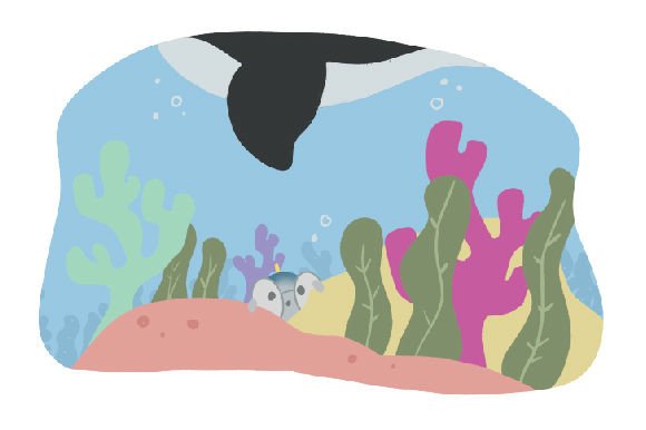 Cute Tuna Fish Catches the Evil Orca: Fairy Tales Art