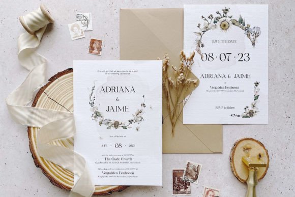 Dried Flowers Wedding Suite: Elegant Print Templates for Handmade Business Designs