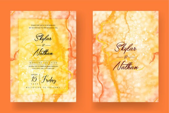 Elegant Alcohol Ink Foil Wedding Card Graphic Templates
