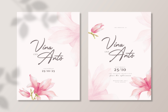 Elegant Floral Watercolor Wedding Card Print Templates