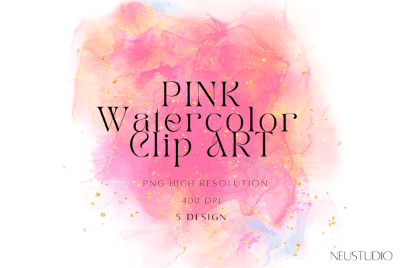 Enhancing Editorial Design with Pink Watercolor Abstract Clip Art