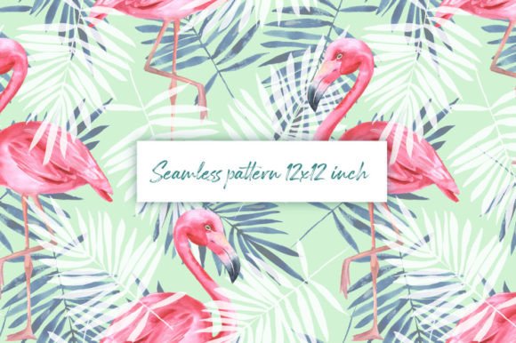 Flamingo Watercolor Seamless Patterns for Brand Design