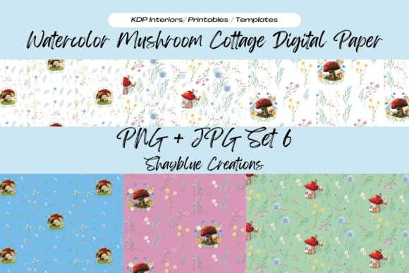 Floral Watercolor Mushroom House Pattern for Creative Sellers