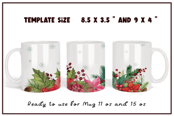 Flowers Christmas Watercolor Coffee Mug: A Crafts-Inspired Design Asset for Seasonal Branding