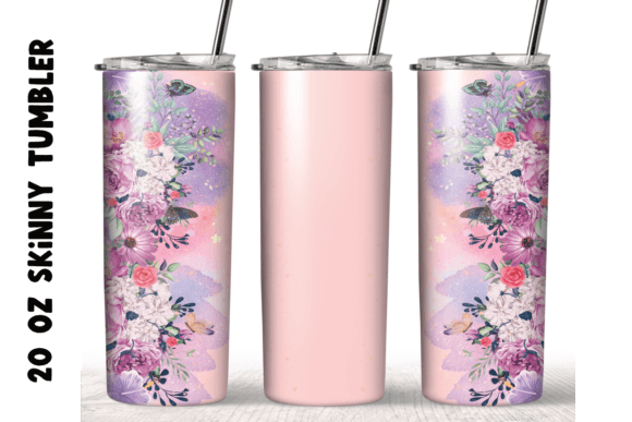 Flowers Watercolor Sublimation Tumbler for Crafts Branding