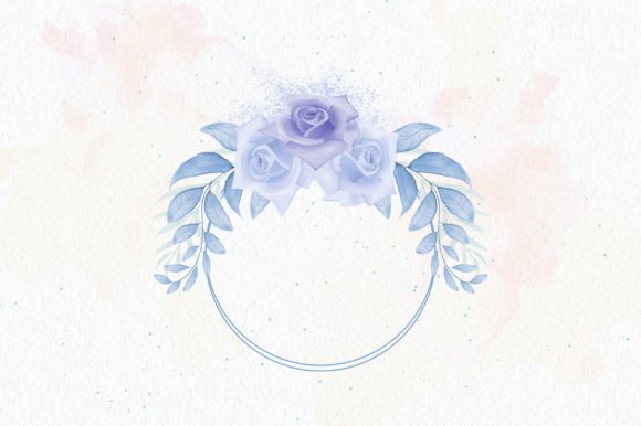 Lovely Blue Watercolor Floral Art Frame for Crafts