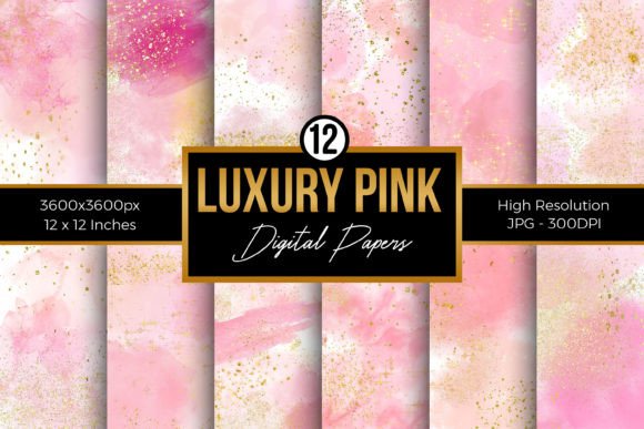 Luxury Pink Watercolor Digital Paper Backgrounds