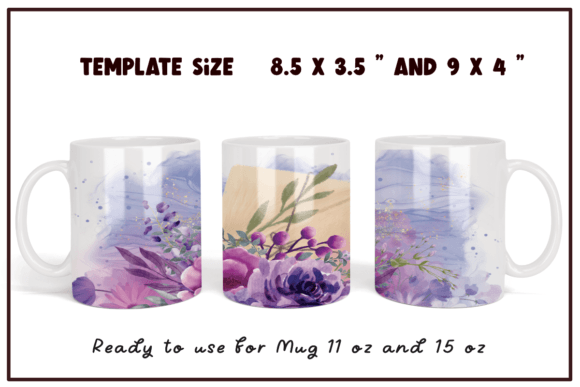 Rose Puple Watercolor Flowers Coffee Mug for Craft Sellers & Digital Product Makers