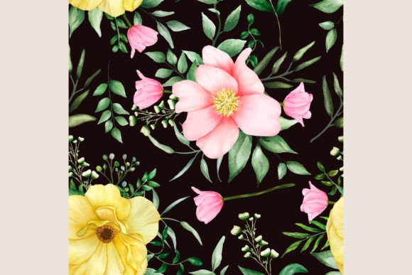 Seamless Pattern Floral Watercolor Flowe for Patterns