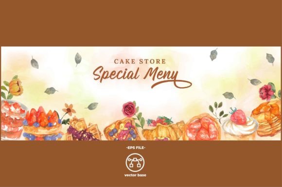 Watercolor Banner Cake Background for Digital Backgrounds