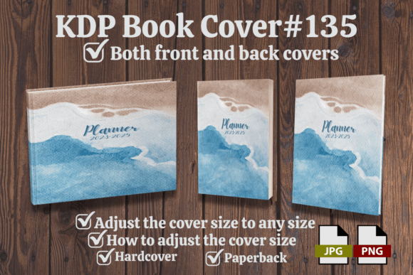 Watercolor Book Cover Adjust to Any Size Print Templates