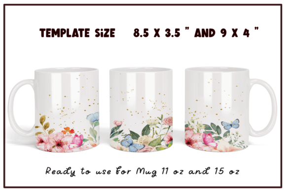 Watercolor Flower Butterfly Coffee Mug for Crafts