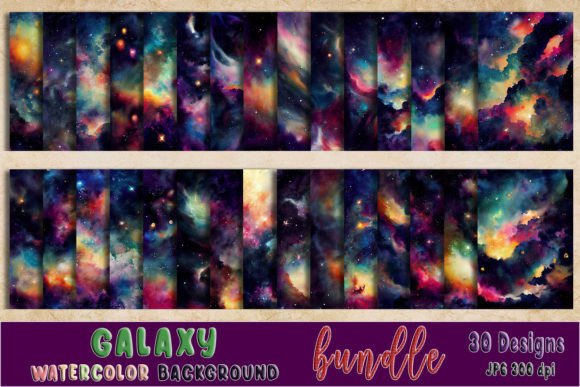 Watercolor Galaxy Background Bundle Review