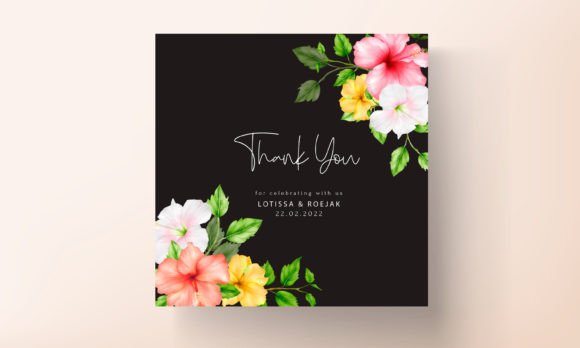 Watercolor Hibiscus Flower Wedding Card Print Templates Review