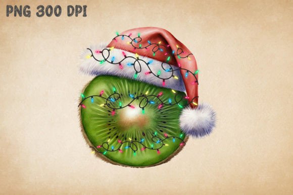 Xmas Kiwi in Santa Hat Watercolor for Crafts